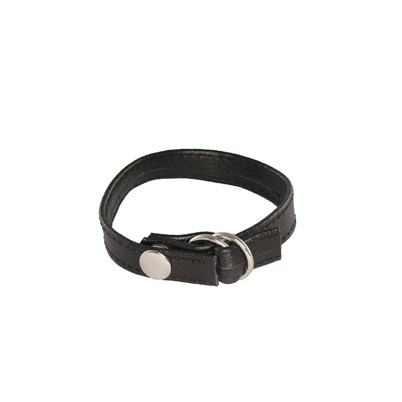 SI IGNITE Cinch Leather Cockring with snap & pull strap - TOYS