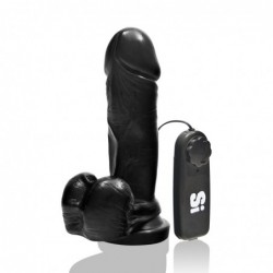 SI IGNITE Vibrating Thick Cock with Balls and Suction, 18 cm (7 in), Black - TOYS