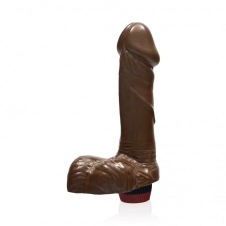 SI IGNITE Cock with Balls and with Vibration, Vinyl, Brown, 15 cm (6 in) - TOYS