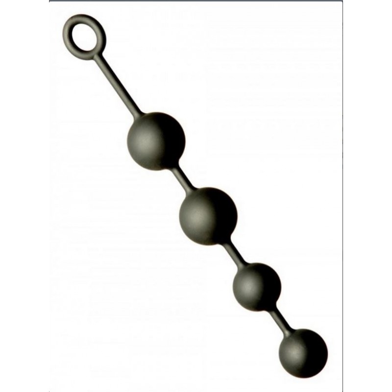 Anal Chain, Rubber Cord, Silicone, L-L-XL-XL, Black - TOYS